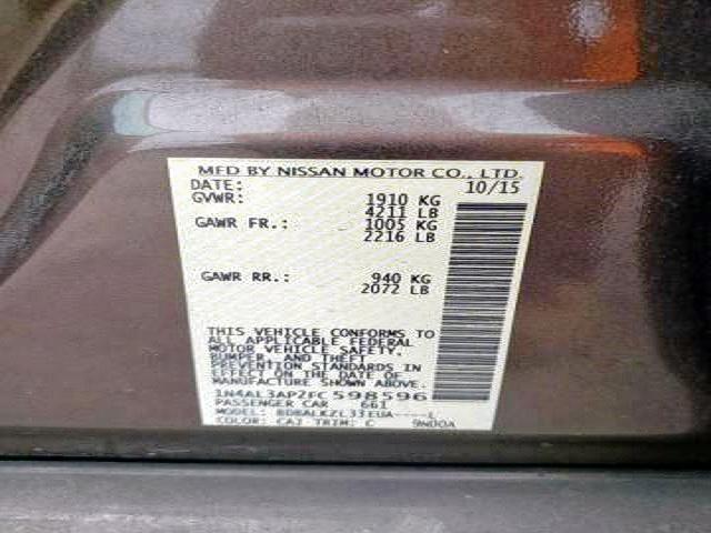 Photo 9 VIN: 1N4AL3AP2FC598596 - NISSAN ALTIMA 2.5 