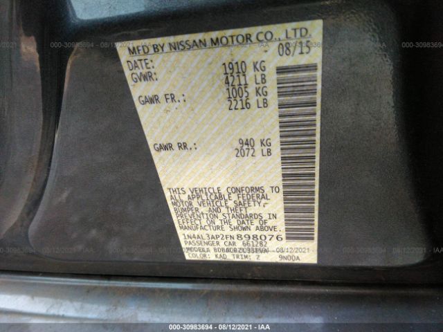 Photo 8 VIN: 1N4AL3AP2FN898076 - NISSAN ALTIMA 