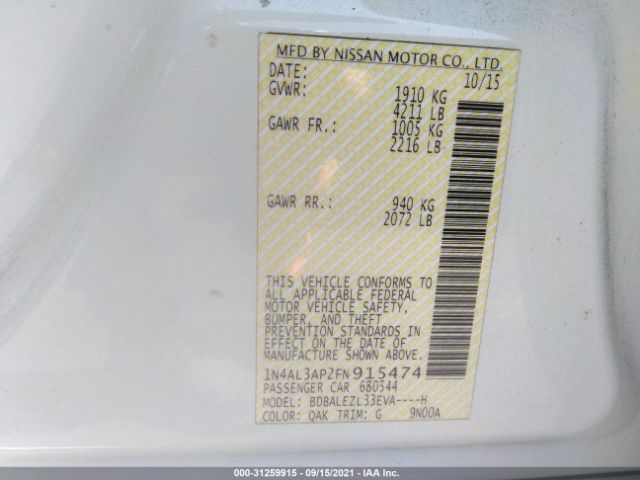 Photo 8 VIN: 1N4AL3AP2FN915474 - NISSAN ALTIMA 