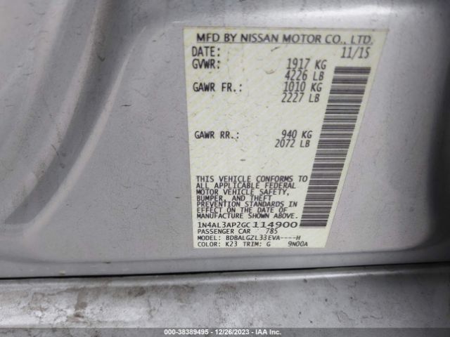 Photo 8 VIN: 1N4AL3AP2GC114900 - NISSAN ALTIMA 