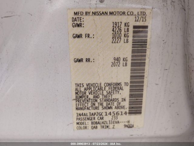 Photo 8 VIN: 1N4AL3AP2GC145614 - NISSAN ALTIMA 