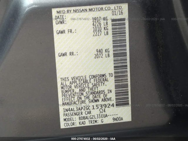 Photo 8 VIN: 1N4AL3AP2GC153924 - NISSAN ALTIMA 