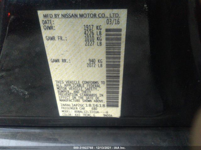 Photo 8 VIN: 1N4AL3AP2GC183618 - NISSAN ALTIMA 