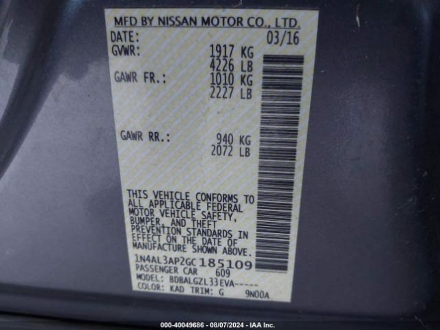 Photo 8 VIN: 1N4AL3AP2GC185109 - NISSAN ALTIMA 