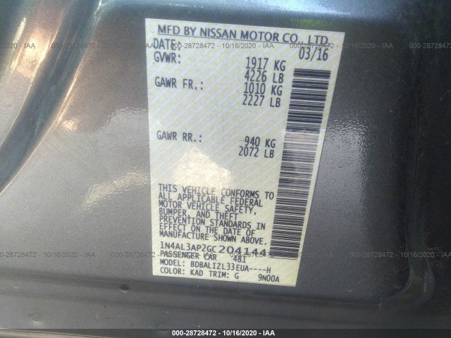 Photo 8 VIN: 1N4AL3AP2GC204144 - NISSAN ALTIMA 