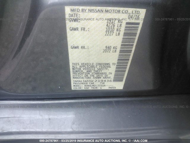 Photo 8 VIN: 1N4AL3AP2GC219436 - NISSAN ALTIMA 