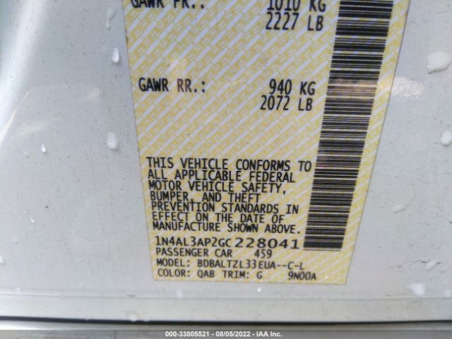 Photo 8 VIN: 1N4AL3AP2GC228041 - NISSAN ALTIMA 