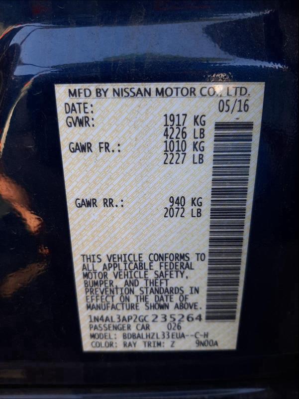 Photo 9 VIN: 1N4AL3AP2GC235264 - NISSAN ALTIMA 2.5 