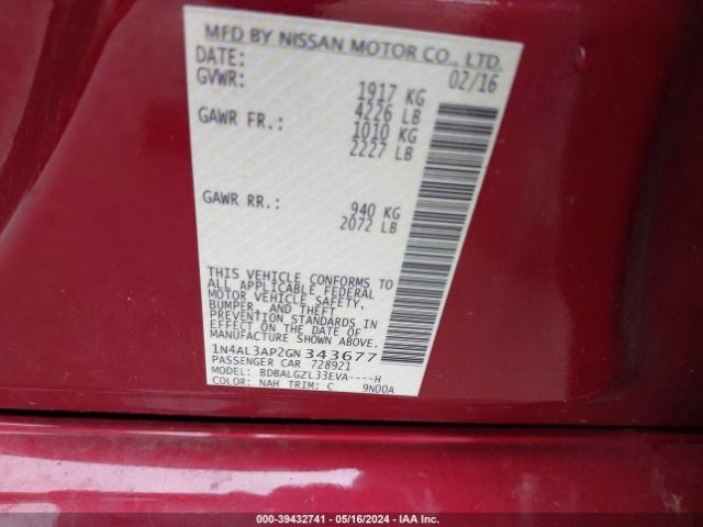 Photo 8 VIN: 1N4AL3AP2GN343677 - NISSAN ALTIMA 