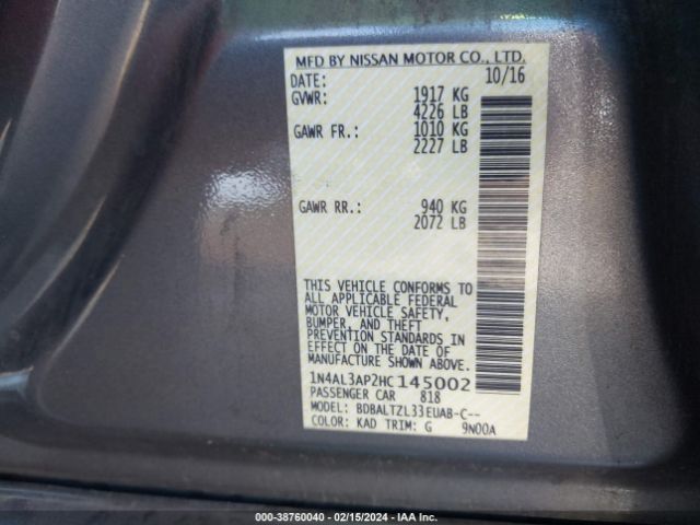 Photo 8 VIN: 1N4AL3AP2HC145002 - NISSAN ALTIMA 