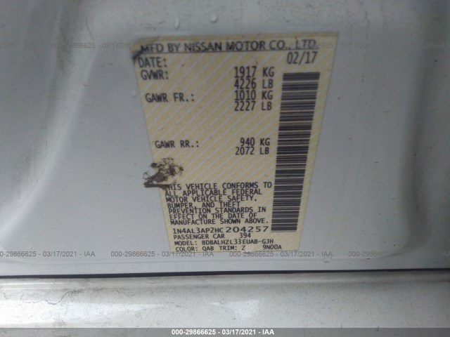 Photo 8 VIN: 1N4AL3AP2HC204257 - NISSAN ALTIMA 