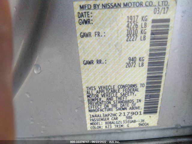 Photo 8 VIN: 1N4AL3AP2HC217901 - NISSAN ALTIMA 