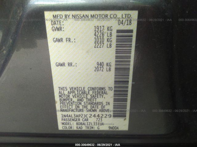 Photo 8 VIN: 1N4AL3AP2JC244229 - NISSAN ALTIMA 