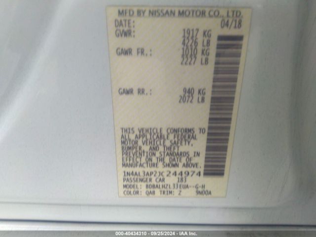 Photo 8 VIN: 1N4AL3AP2JC244974 - NISSAN ALTIMA 