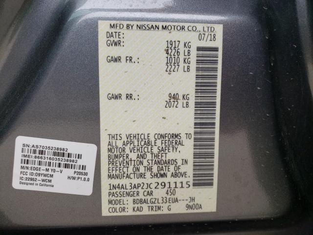 Photo 9 VIN: 1N4AL3AP2JC291115 - NISSAN ALTIMA 2.5 