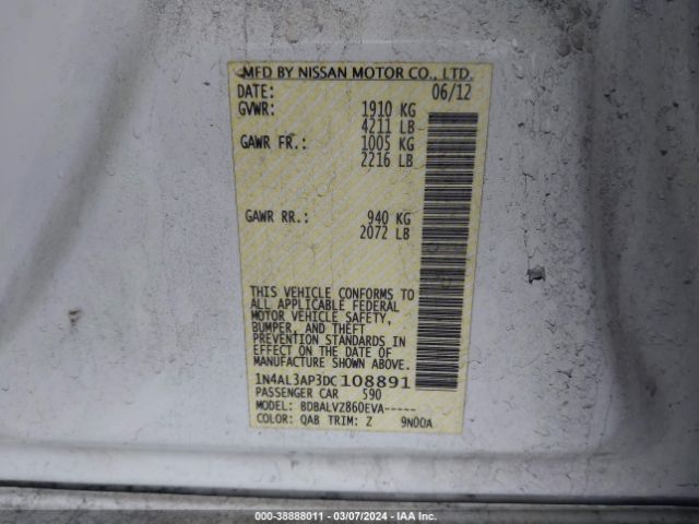 Photo 8 VIN: 1N4AL3AP3DC108891 - NISSAN ALTIMA 