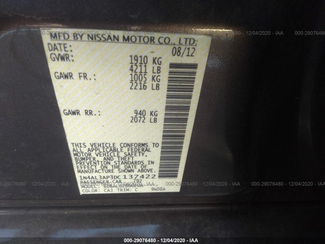 Photo 8 VIN: 1N4AL3AP3DC137422 - NISSAN ALTIMA 