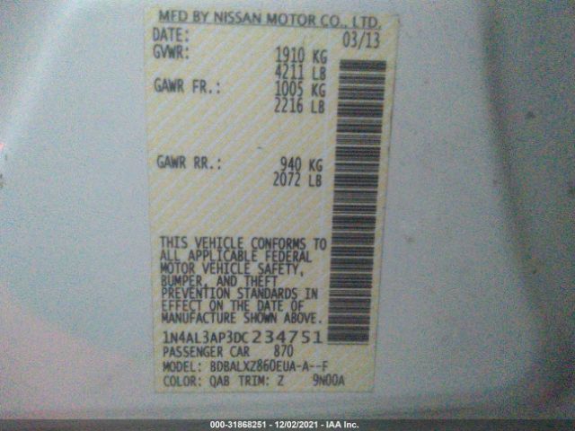 Photo 8 VIN: 1N4AL3AP3DC234751 - NISSAN ALTIMA 