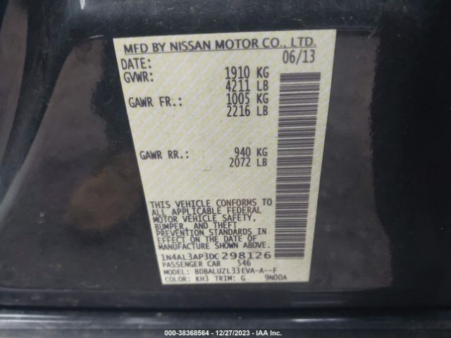 Photo 8 VIN: 1N4AL3AP3DC298126 - NISSAN ALTIMA 