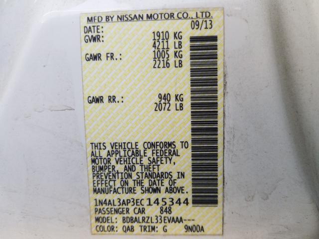 Photo 9 VIN: 1N4AL3AP3EC145344 - NISSAN ALTIMA S 