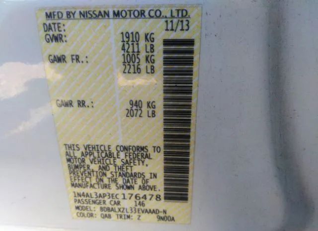 Photo 8 VIN: 1N4AL3AP3EC176478 - NISSAN ALTIMA 