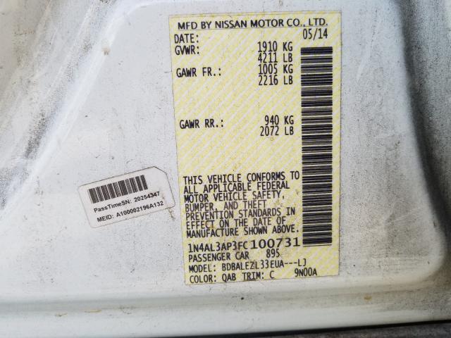 Photo 9 VIN: 1N4AL3AP3FC100731 - NISSAN ALTIMA 2.5 