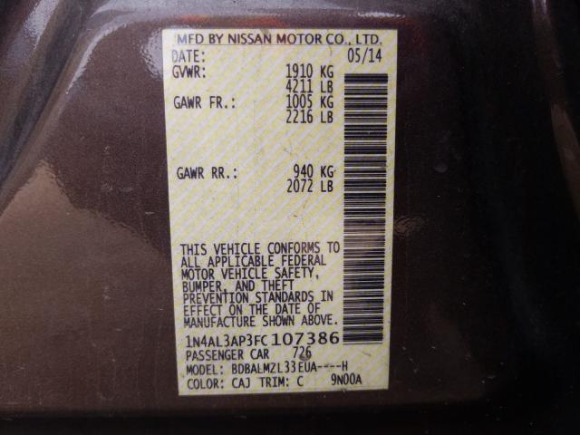 Photo 9 VIN: 1N4AL3AP3FC107386 - NISSAN ALTIMA 2.5 