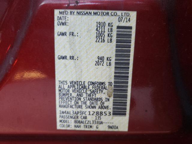 Photo 9 VIN: 1N4AL3AP3FC128853 - NISSAN ALTIMA 2.5 