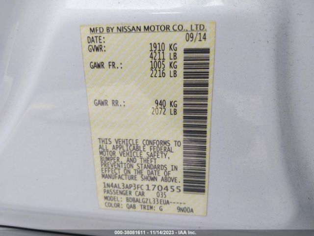 Photo 8 VIN: 1N4AL3AP3FC170455 - NISSAN ALTIMA 