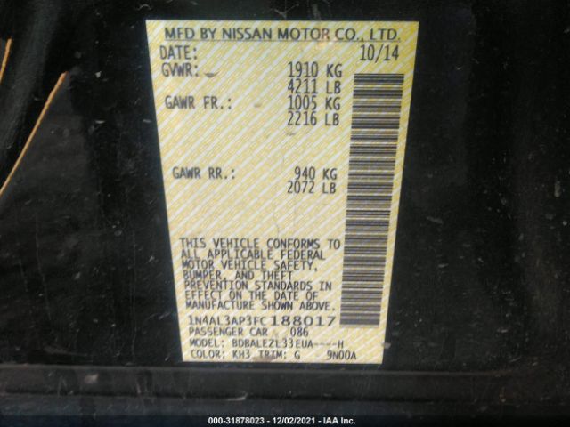 Photo 8 VIN: 1N4AL3AP3FC188017 - NISSAN ALTIMA 