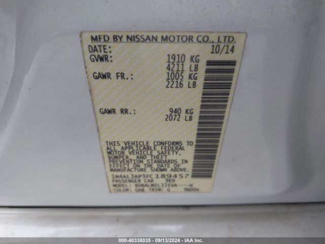 Photo 8 VIN: 1N4AL3AP3FC189457 - NISSAN ALTIMA 