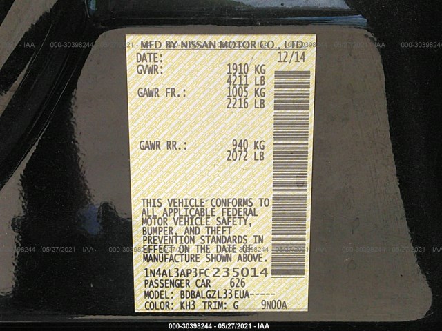 Photo 8 VIN: 1N4AL3AP3FC235014 - NISSAN ALTIMA 