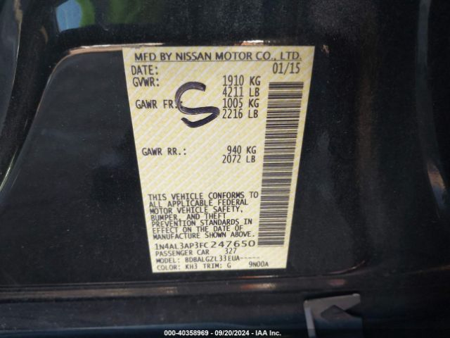 Photo 8 VIN: 1N4AL3AP3FC247650 - NISSAN ALTIMA 