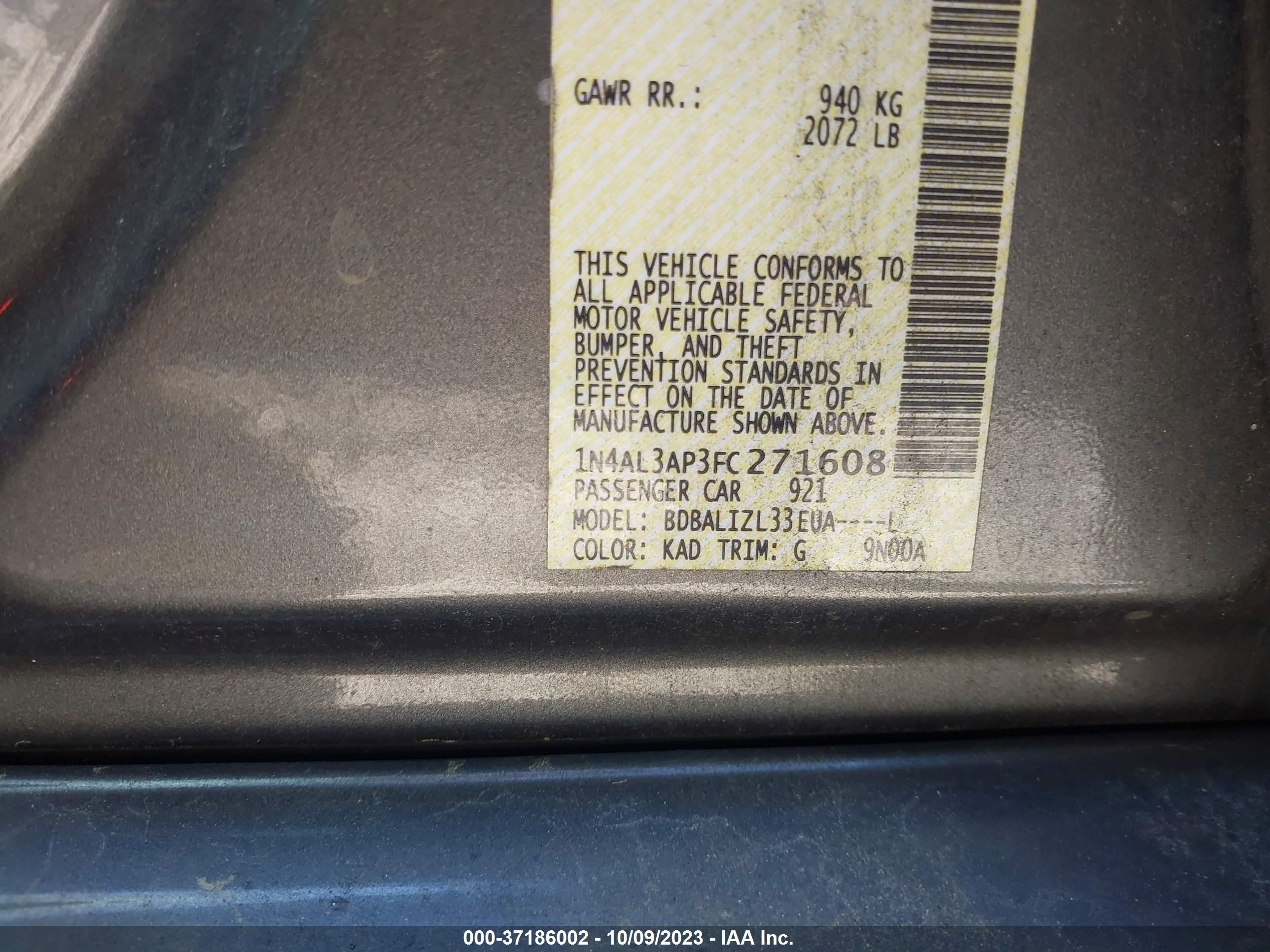 Photo 8 VIN: 1N4AL3AP3FC271608 - NISSAN ALTIMA 