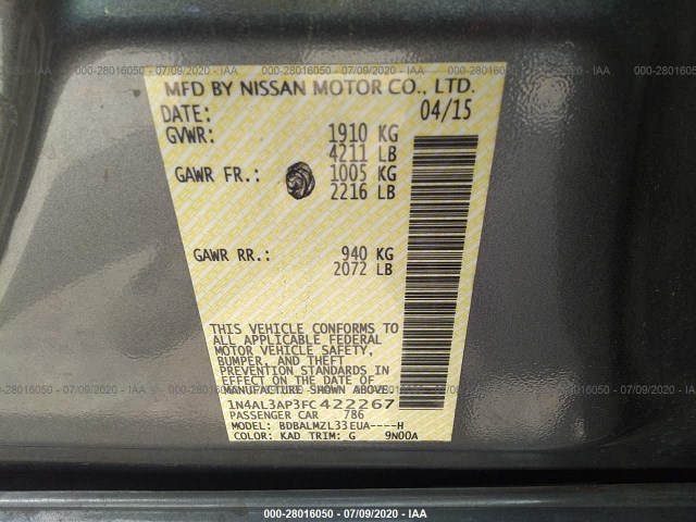 Photo 8 VIN: 1N4AL3AP3FC422267 - NISSAN ALTIMA 