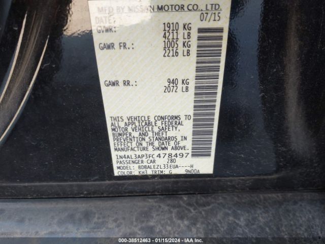 Photo 8 VIN: 1N4AL3AP3FC478497 - NISSAN ALTIMA 