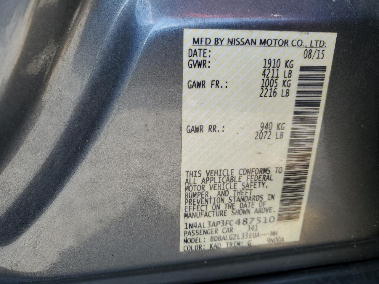 Photo 11 VIN: 1N4AL3AP3FC487510 - NISSAN ALTIMA 