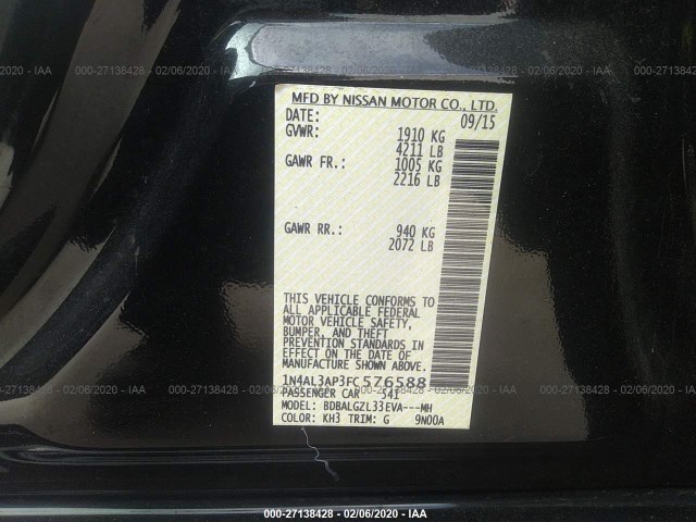 Photo 8 VIN: 1N4AL3AP3FC576588 - NISSAN ALTIMA 