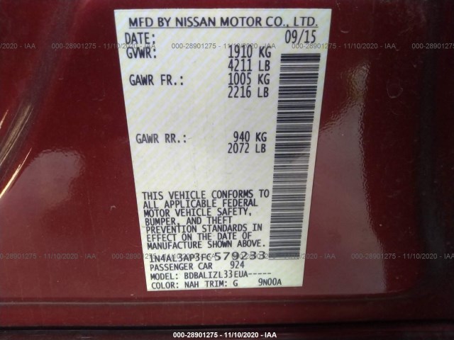 Photo 8 VIN: 1N4AL3AP3FC579233 - NISSAN ALTIMA 