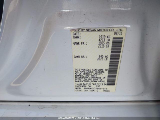 Photo 8 VIN: 1N4AL3AP3FC583119 - NISSAN ALTIMA 