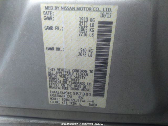 Photo 8 VIN: 1N4AL3AP3FC587381 - NISSAN ALTIMA 