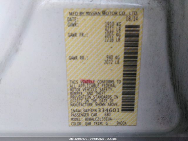 Photo 8 VIN: 1N4AL3AP3FN334601 - NISSAN ALTIMA 