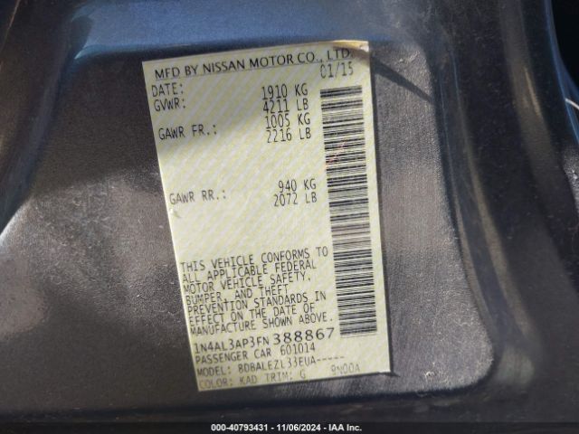 Photo 8 VIN: 1N4AL3AP3FN388867 - NISSAN ALTIMA 