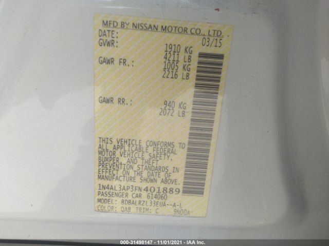 Photo 8 VIN: 1N4AL3AP3FN401889 - NISSAN ALTIMA 