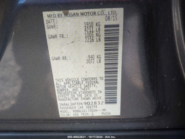 Photo 8 VIN: 1N4AL3AP3FN902832 - NISSAN ALTIMA 