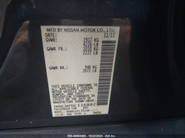 Photo 8 VIN: 1N4AL3AP3GC116882 - NISSAN ALTIMA 