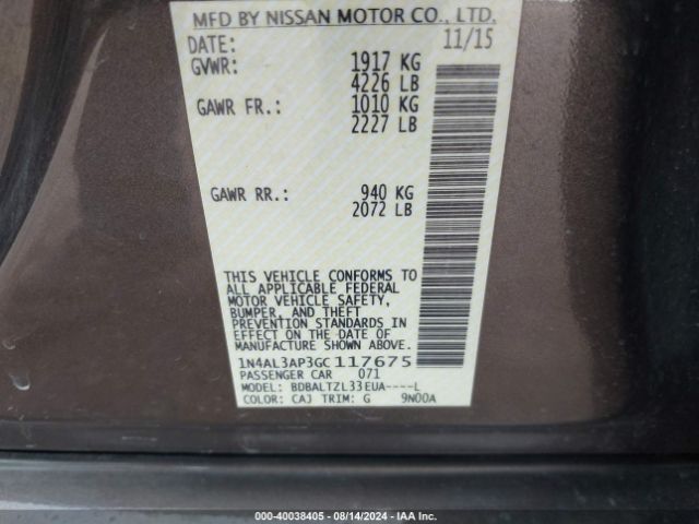 Photo 8 VIN: 1N4AL3AP3GC117675 - NISSAN ALTIMA 