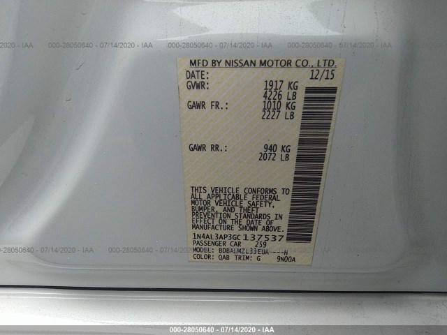 Photo 8 VIN: 1N4AL3AP3GC137537 - NISSAN ALTIMA 