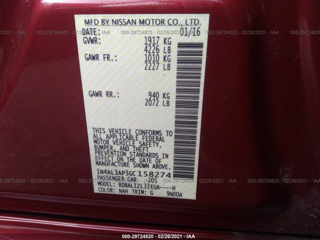 Photo 8 VIN: 1N4AL3AP3GC158274 - NISSAN ALTIMA 