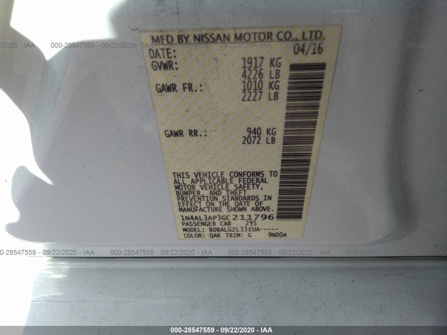 Photo 8 VIN: 1N4AL3AP3GC211796 - NISSAN ALTIMA 